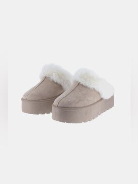 Weeboo Thick Bottom Fur Trim Snow Slippers